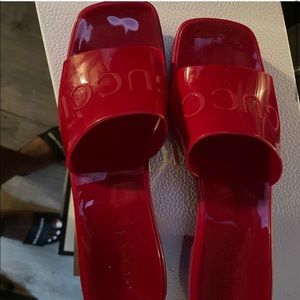 Red Authentic Gucci jelly sandals mules size 7